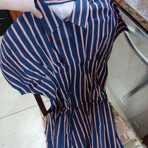 Navy and Pink Striped Dress